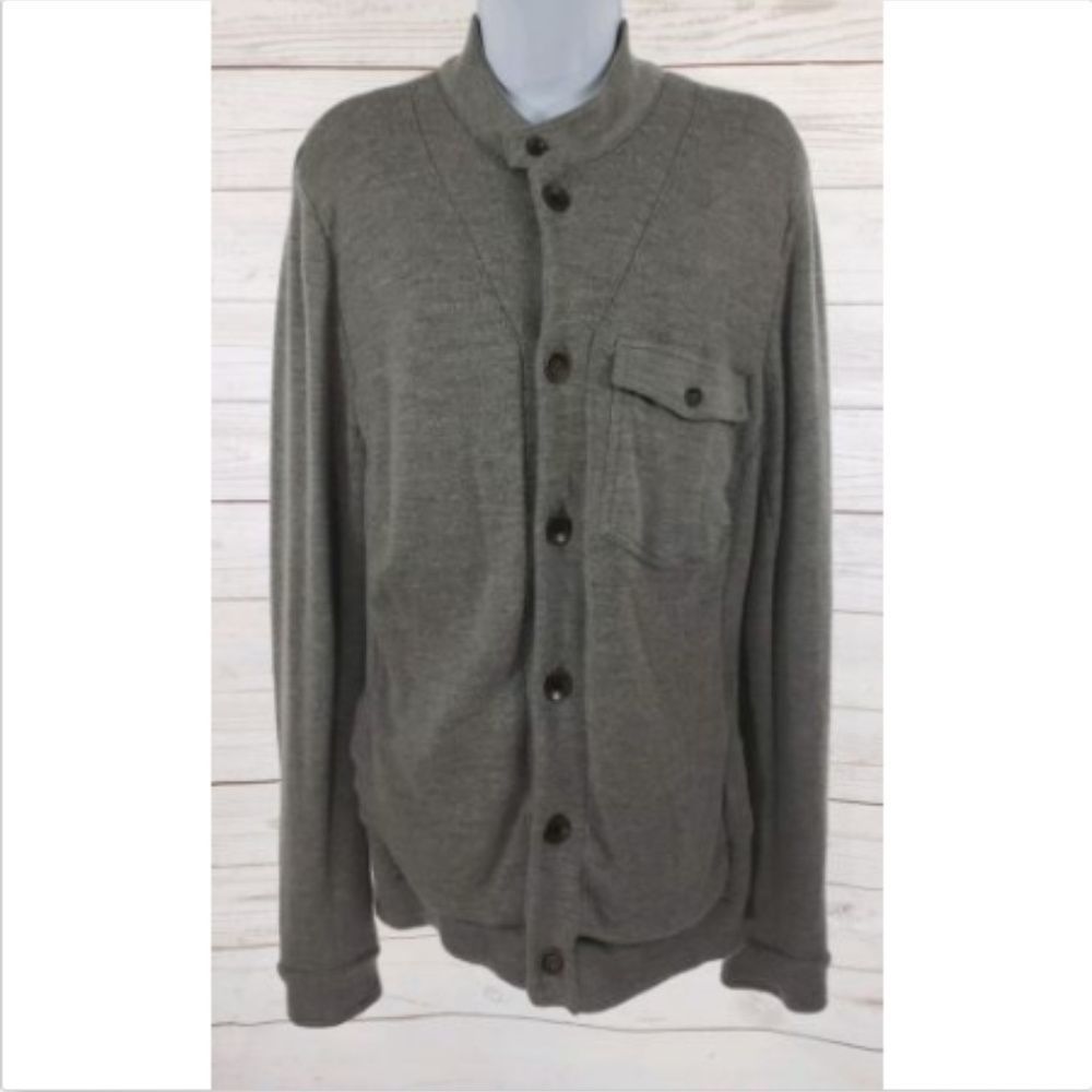 Rag & Bone Wool Sweater Large Gray Button Front - image 1